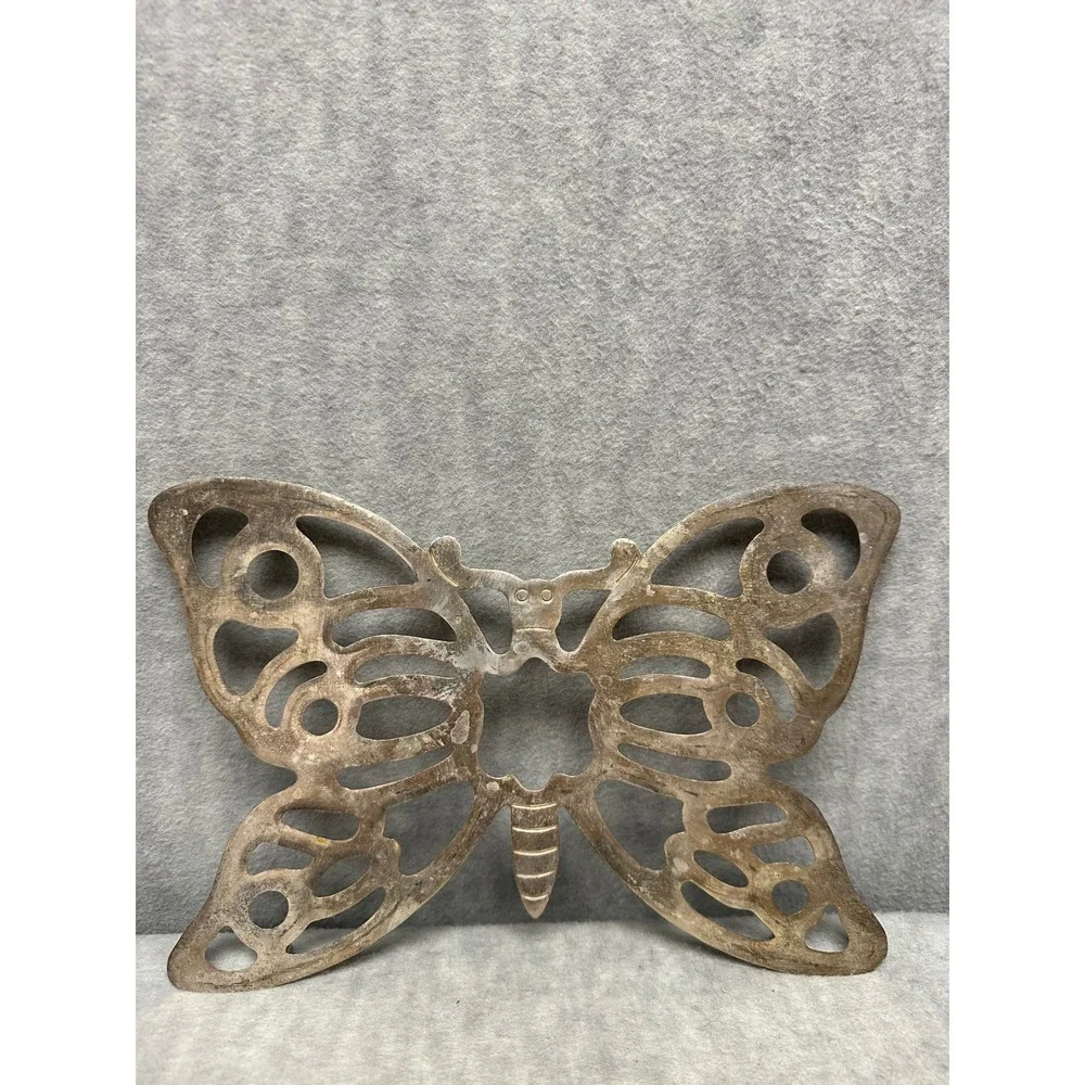 VTG F.B. Rogers Italy Butterfly Trivet Zinc‎ Metal Silver Tone Openwork Kitchen